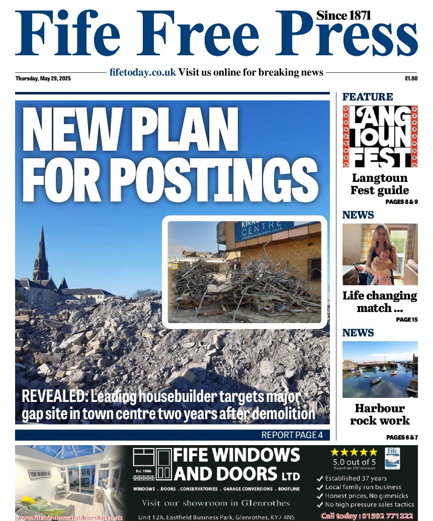 Allan Crow (@fifefreepressed) on Twitter photo Front page of this morning's <a href="/FFP/">The Fife Free Press</a> - we have the biggest coverage of Langtoun Fest, plus news on The Postings, Dysart Harbour and much much more.
Grab a copy, enjoy over a cuppa (*cuppa not supplied) Front page of this morning's <a href="/FFP/">The Fife Free Press</a> - we have the biggest coverage of Langtoun Fest, plus news on The Postings, Dysart Harbour and much much more.
Grab a copy, enjoy over a cuppa (*cuppa not supplied)