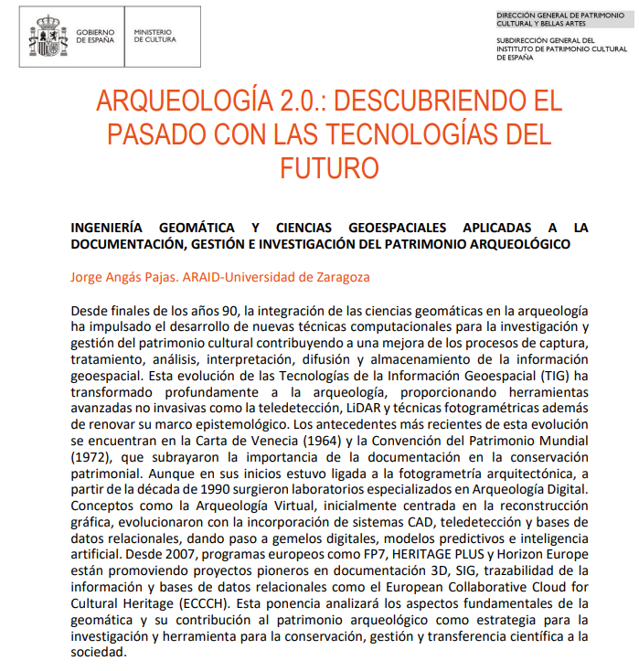 DiGHER - Digital Heritage Twins (@digherlab) on Twitter photo Jorge Angás <a href="/ARAID_ES/">ARAID</a> en <a href="/unizar/">Universidad Zaragoza</a> y <a href="/iphunizar/">Instituto de Patrimonio y Humanidades. Unizar</a> participa en las Jornadas Europeas de Arqueología <a href="/ipcepatrimonio/">Instituto del Patrimonio Cultural de España</a> con: "Ingeniería geomática y ciencias geoespaciales aplicadas a la documentación, gestión e investigación del patrimonio arqueológico" bit.ly/JEAnuevastecno… Jorge Angás <a href="/ARAID_ES/">ARAID</a> en <a href="/unizar/">Universidad Zaragoza</a> y <a href="/iphunizar/">Instituto de Patrimonio y Humanidades. Unizar</a> participa en las Jornadas Europeas de Arqueología <a href="/ipcepatrimonio/">Instituto del Patrimonio Cultural de España</a> con: "Ingeniería geomática y ciencias geoespaciales aplicadas a la documentación, gestión e investigación del patrimonio arqueológico" bit.ly/JEAnuevastecno…
