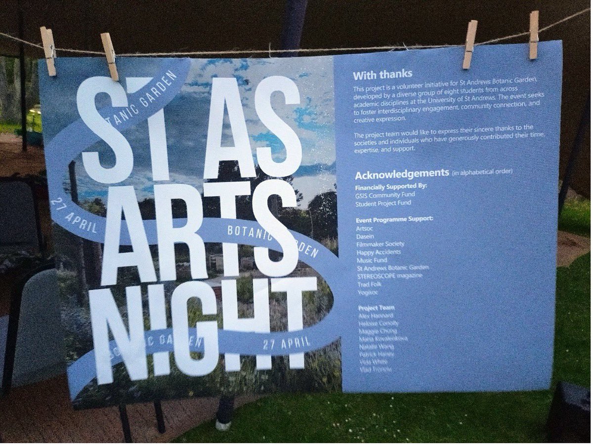 StAndGradSchool's tweet image. 🎨 “I applied my recent learning to curate my first fully outdoor and site-responsive exhibition” — MHS MLitt student Maggie Chung brought their work to life at St Andrews Arts Night 🌿 Supported by the GSIS Community Fund!
🔗 st-andrews.ac.uk/graduate-schoo…
@MHSStAndrews