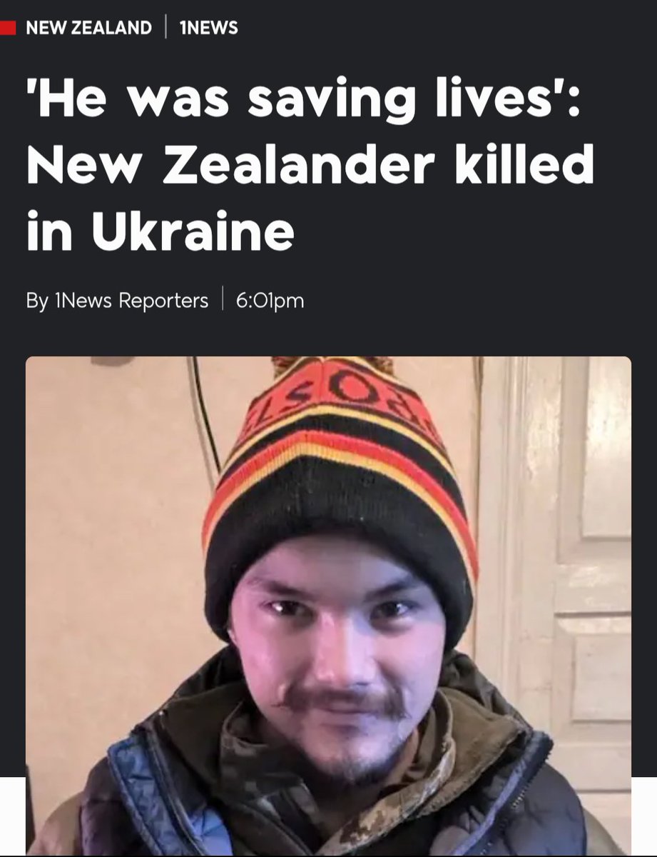 Shan-Le Kearns, a 26-year-old New Zealander, was killed in Ukraine while helping rescue the wounded. Though not a frontline soldier, he had combat training and died when a drone dropped a grenade on him. 

#HM #HMIntelligence