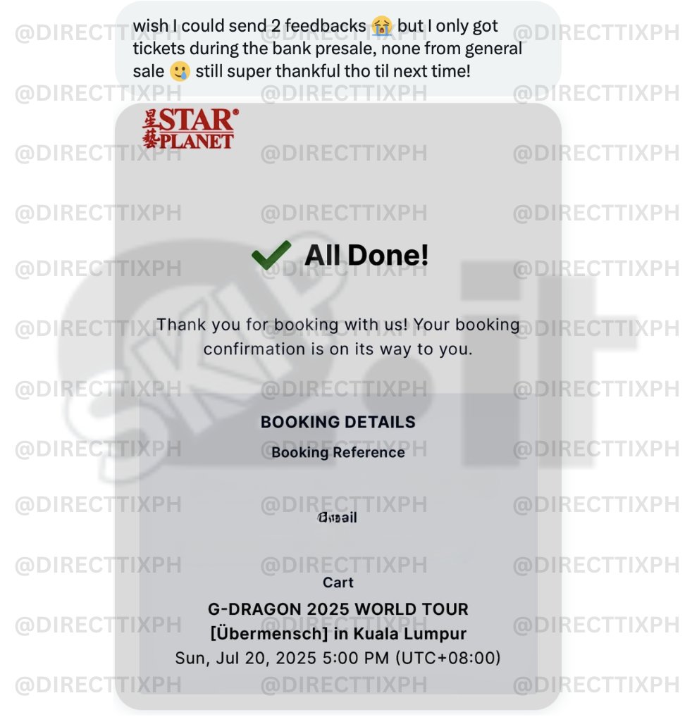 DirectTixPH's tweet photo. ✅G-DRAGON 2025 WORLD TOUR [Übermensch] IN KUALA LUMPUR #GDRAGONinKL #DirectTicketsPH_proofs https://t.co/goHVMGmret