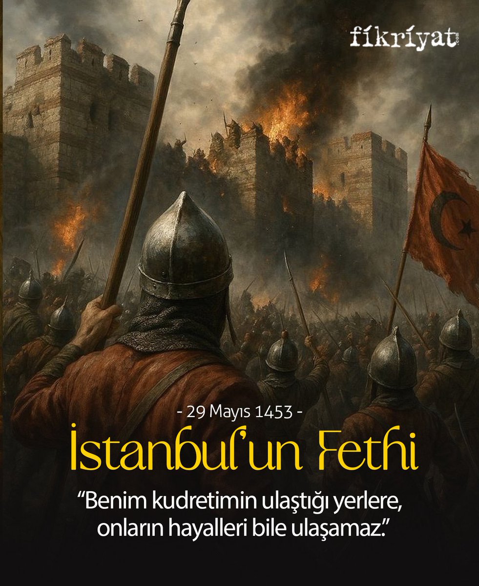 fikriyatcom's tweet photo. “Geceler vardır; dirilişe gebedir. Fecr olur. Şehr-i İstanbul feth olunur. Bir çağ kapanır. Bir çağ açılır…”

İstanbul'un Fethi'nin 572. yıl dönümü kutlu olsun! https://t.co/ZLnQ473CHo