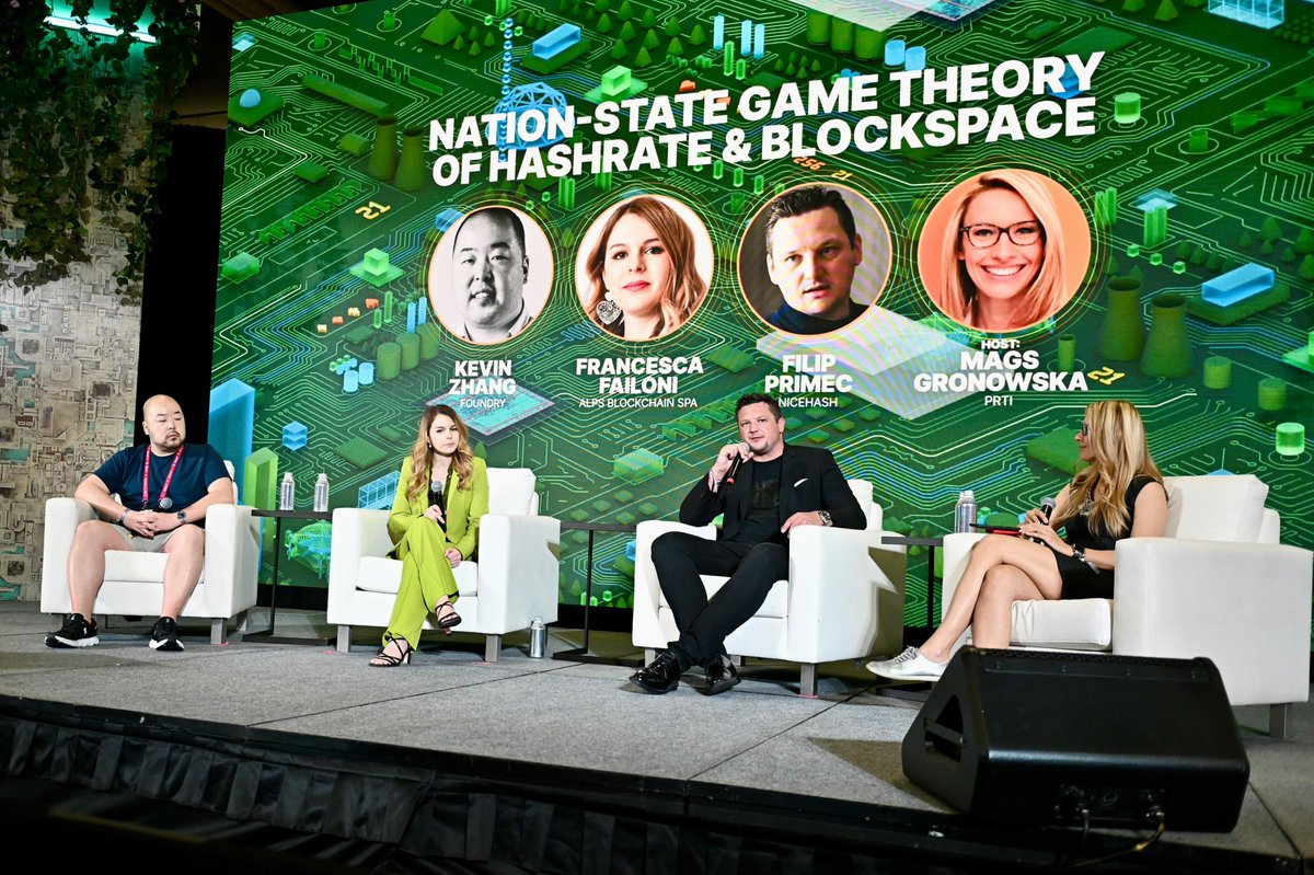 NiceHashMining's tweet image. 💬 "What's coming is big interest in managing and controlling hashrate" 
@FilipPrimec , Chief Legal Officer at NiceHash, live at 
@TheBitcoinConf 

#Hashrate #Bitcoin2025 #NiceHash #Mining