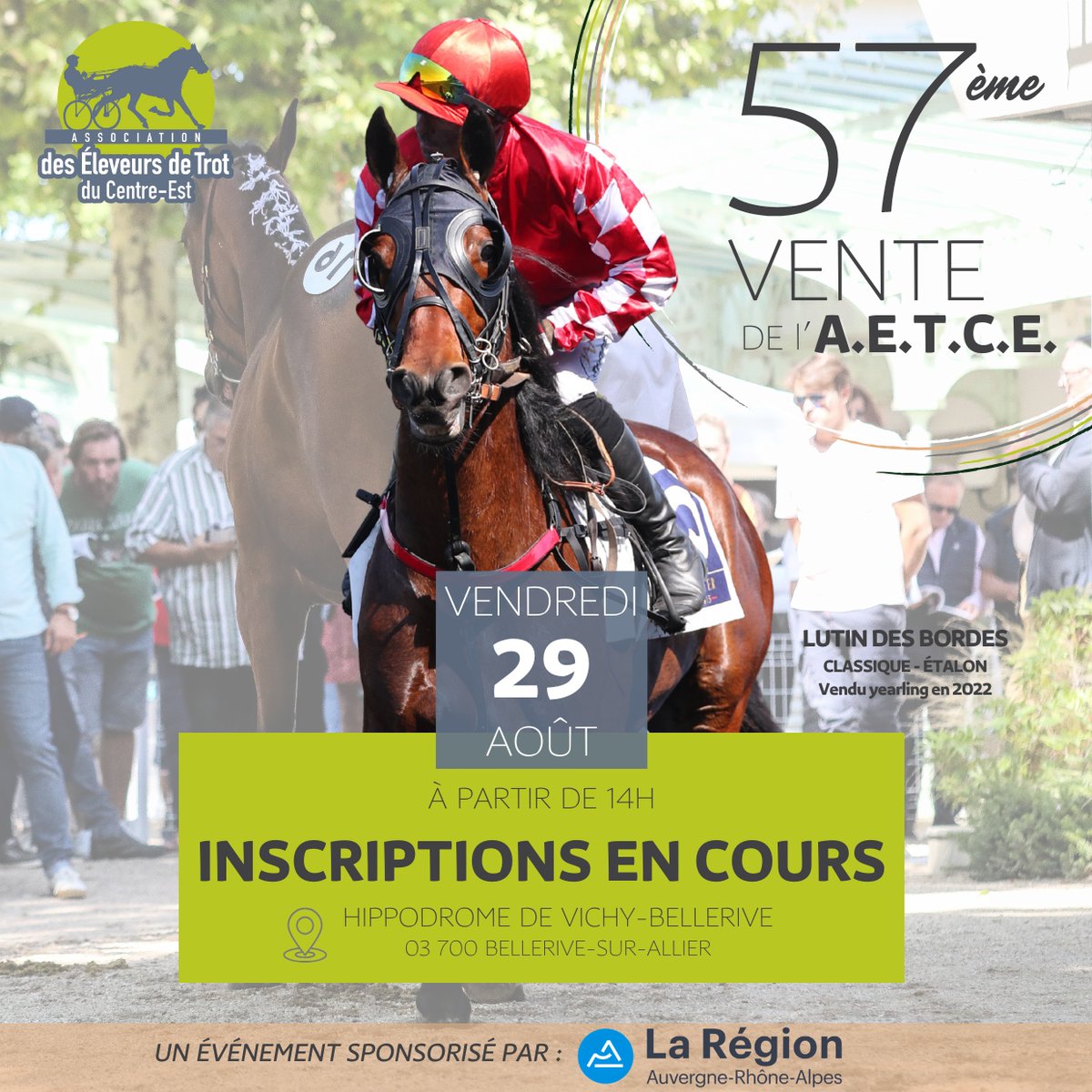 Province Courses / 24H au trot (@provincecourses) on Twitter photo Vente de yearlings <a href="/aetce/">A.E.T.C.E.</a> : les inscriptions sont ouvertes โ
Rendez-vous le 29 aoรปt sur l'hippodrome de Vichy pour la 57 รจme รฉdition๐จโโ๏ธ <a href="/HippodromeVichy/">Hippodrome de Vichy</a> <a href="/auvergnerhalpes/">Auvergne-Rhรดne-Alpes</a>
ร lire ici ๐ urlz.fr/uzHN Vente de yearlings <a href="/aetce/">A.E.T.C.E.</a> : les inscriptions sont ouvertes โ
Rendez-vous le 29 aoรปt sur l'hippodrome de Vichy pour la 57 รจme รฉdition๐จโโ๏ธ <a href="/HippodromeVichy/">Hippodrome de Vichy</a> <a href="/auvergnerhalpes/">Auvergne-Rhรดne-Alpes</a>
ร lire ici ๐ urlz.fr/uzHN