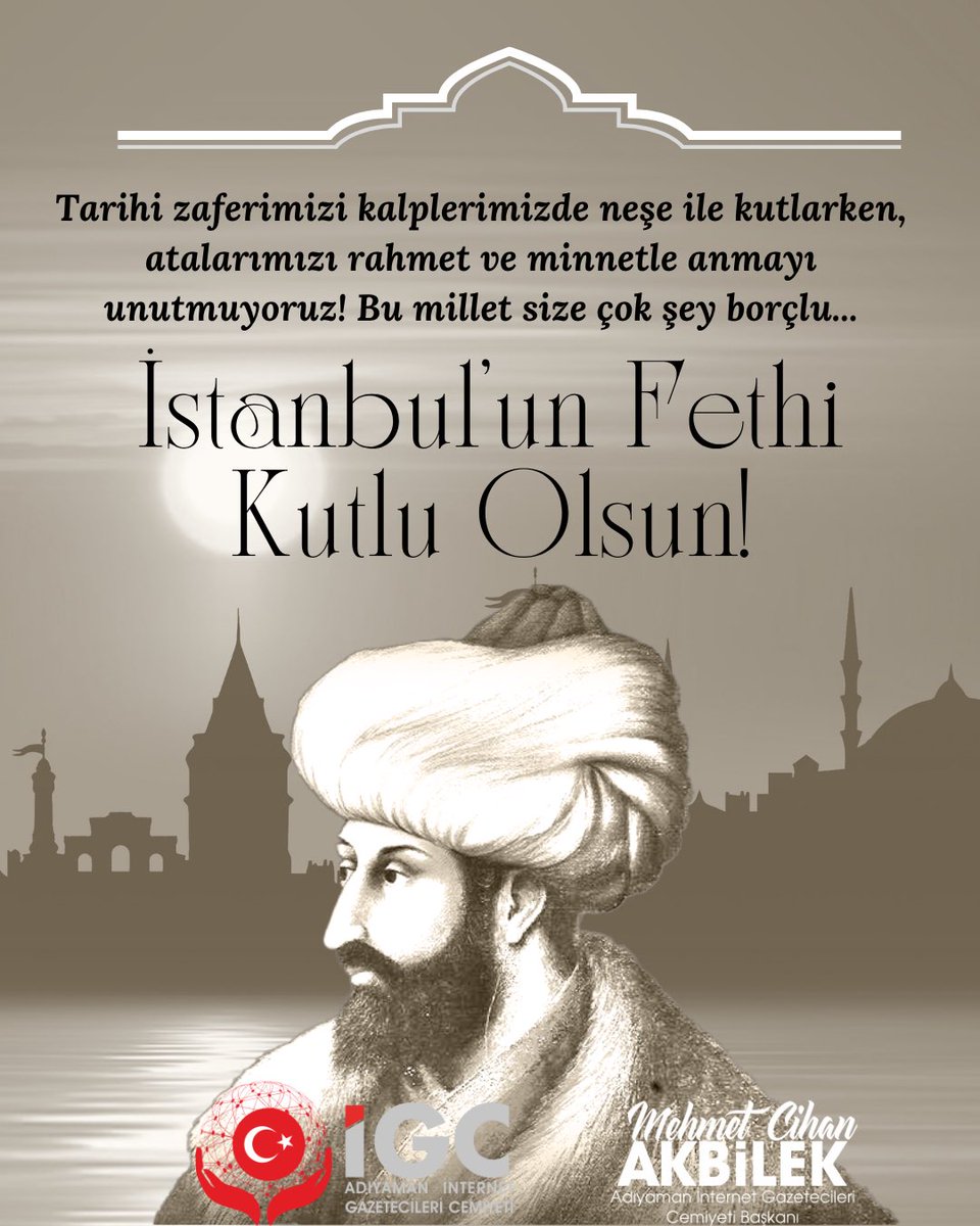 Fatih’in kılıcıyla bir çağ kapandı, adaletle bir çağ açıldı; İstanbul ebedi bir miras oldu ve Bir milletin duasıydı, bir sultanın hayaliydi; İstanbul, fetihle vuslata erdi.
#ıstanbul #i̇stanbulunfethi