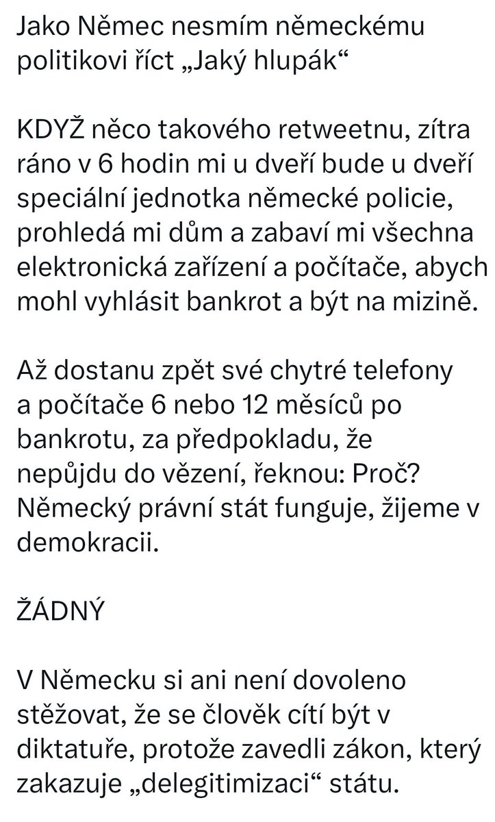 Stredni_trida's tweet photo. Jak jsou na tom Němci se svobodou slova?
No blbě. Stejně jako Britové. Ranní policejní razie po odeslání protirežimního poštu na sociální sítě.
#SlavaEU https://t.co/U8mobDYee9