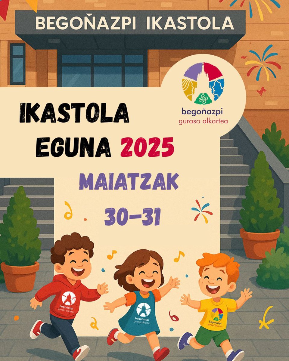 🎉 IKASTOLA EGUNA 2025 🎉
🗓 Maiatzak 30-31 
🎭 Dantzak, tailerrak, puzgarriak, jan-edana, musika... eta askoz gehiago!
👥 Zatoz familia osoagaz gozatzera! 🎊
📍 Begoñazpi Ikastola
🫵 ZATOZ! 😜
ℹ️ INFO gehiago zirkularrean.