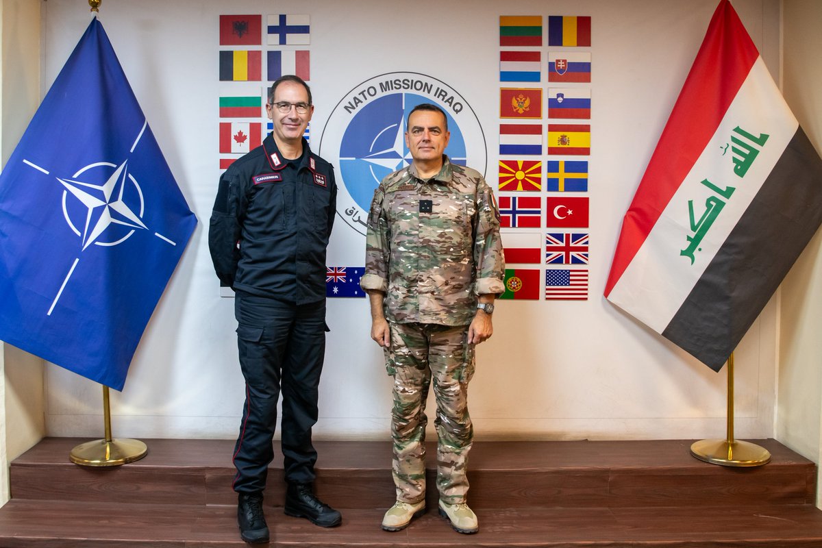 On 28 May, 2025, the Deputy Commander General of the Italian Carabinieri Corps, LTG Marco Minicucci, paid a courtesy visit to the Commander of the NATO Mission in Iraq MG Christophe Hintzy. #natomissioniraq #WeAreNMI