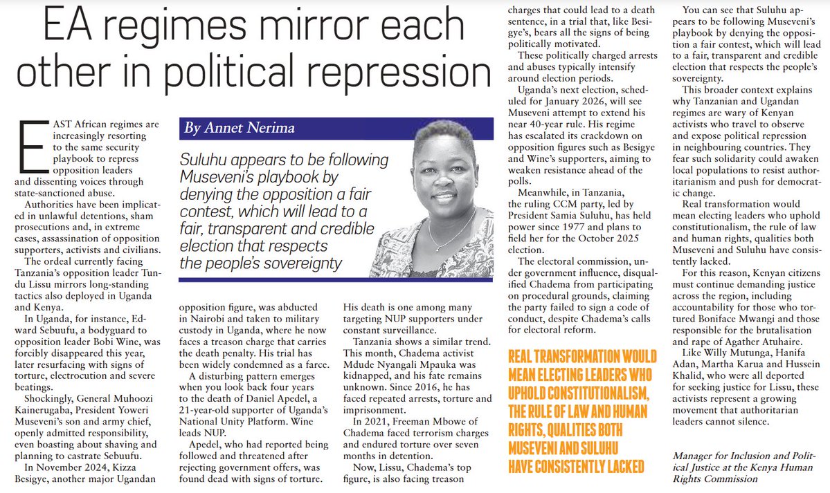 KHRC (@thekhrc) on Twitter photo .<a href="/nerima_annet/">Annet Nerima</a> writes that Tanzanian and Ugandan regimes are wary of Kenyan activists who travel to observe and expose political repression in neighbouring countries. They fear such solidarity could awaken local populations to resist authoritarianism and push for democratic .<a href="/nerima_annet/">Annet Nerima</a> writes that Tanzanian and Ugandan regimes are wary of Kenyan activists who travel to observe and expose political repression in neighbouring countries. They fear such solidarity could awaken local populations to resist authoritarianism and push for democratic