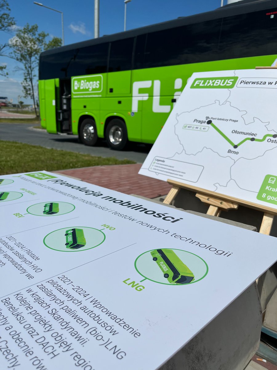 FlixBus_PL's tweet image. (R)ewolucja mobilności dzieje się tu i teraz!💚
Pierwsza w Polsce linia dalekobieżna obsługiwana przez autobusy zasilane LNG to ważny krok w stronę zrównoważonego transportu.
🚍 Regularna linia Kraków–Praga (także z lotniskami)
🌱 Nawet do 15% mniej emisji CO₂
🗓️7 dni w tygodniu