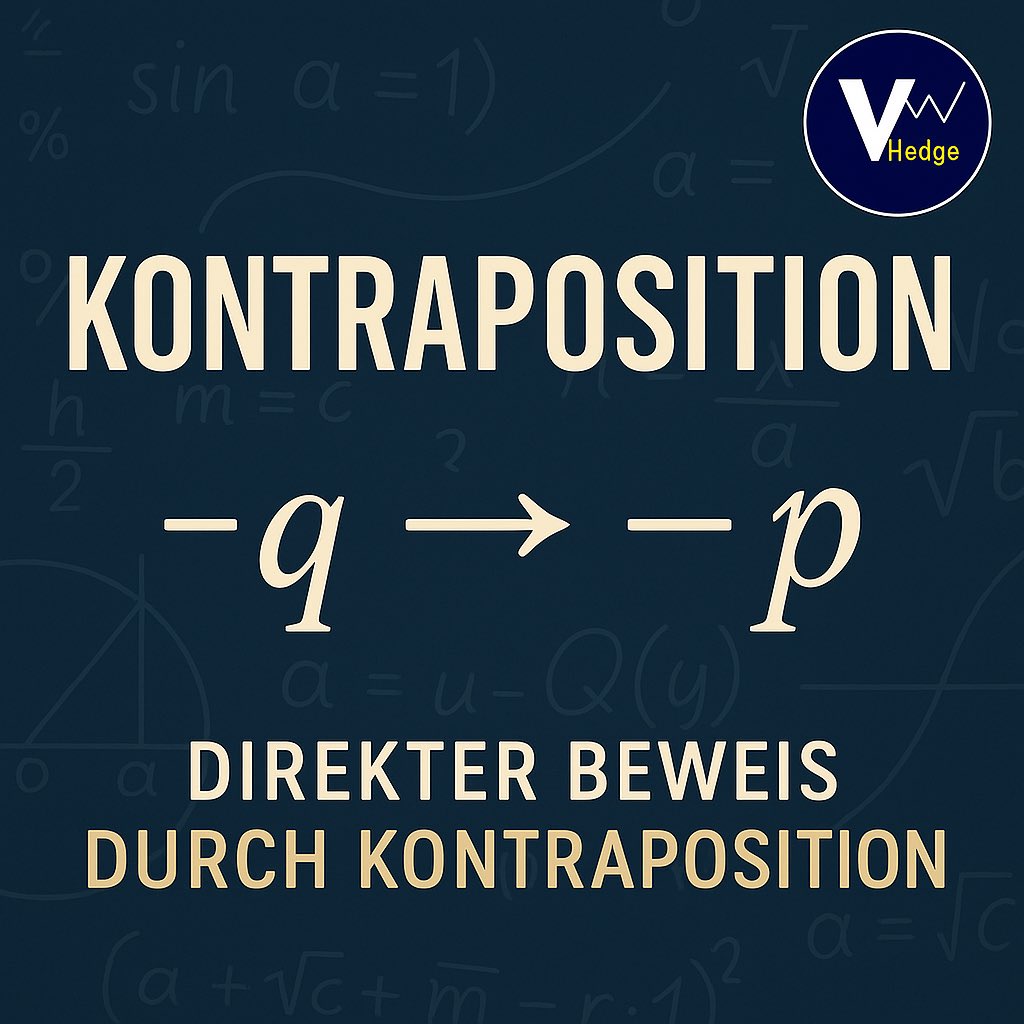 vega93806's tweet photo. 🔁 Beweis durch Kontraposition – warum nicht einfach umdrehen?
Statt p → q beweist du ¬q → ¬p – logisch äquivalent, aber oft viel einfacher.
Im neuen Video erkläre ich dir diese elegante Beweistechnik mit Beispielen.
▶️ https://t.co/QEkJF3r0uK
#Mathematik #Beweis #Logik https://t.co/YukIJL5vo3
