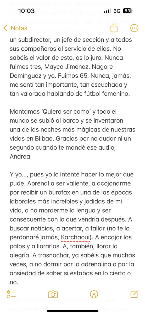 SandraRiquelme_'s tweet photo. Lo que más rabia me da es que no nos han dejado seguir y esto, lo del fútbol femenino y @relevo, es casi imposible de conseguir en ningún sitio. 

Claro que hubo veces que nos equivocamos, pero ojalá alguien te vuelva a cuidar tanto, amigo. Y te haga sentir tan importante. https://t.co/nTFbKGdw7T