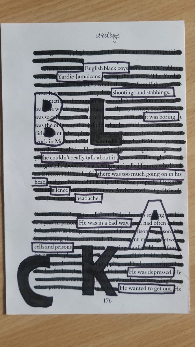 Chessbrookesc's tweet image. Students have been getting creative with blackout poetry! 📓

A simple activity that anyone can do to create new writing from texts that are already provided.

With a few days left of half term, why not give it a go!
