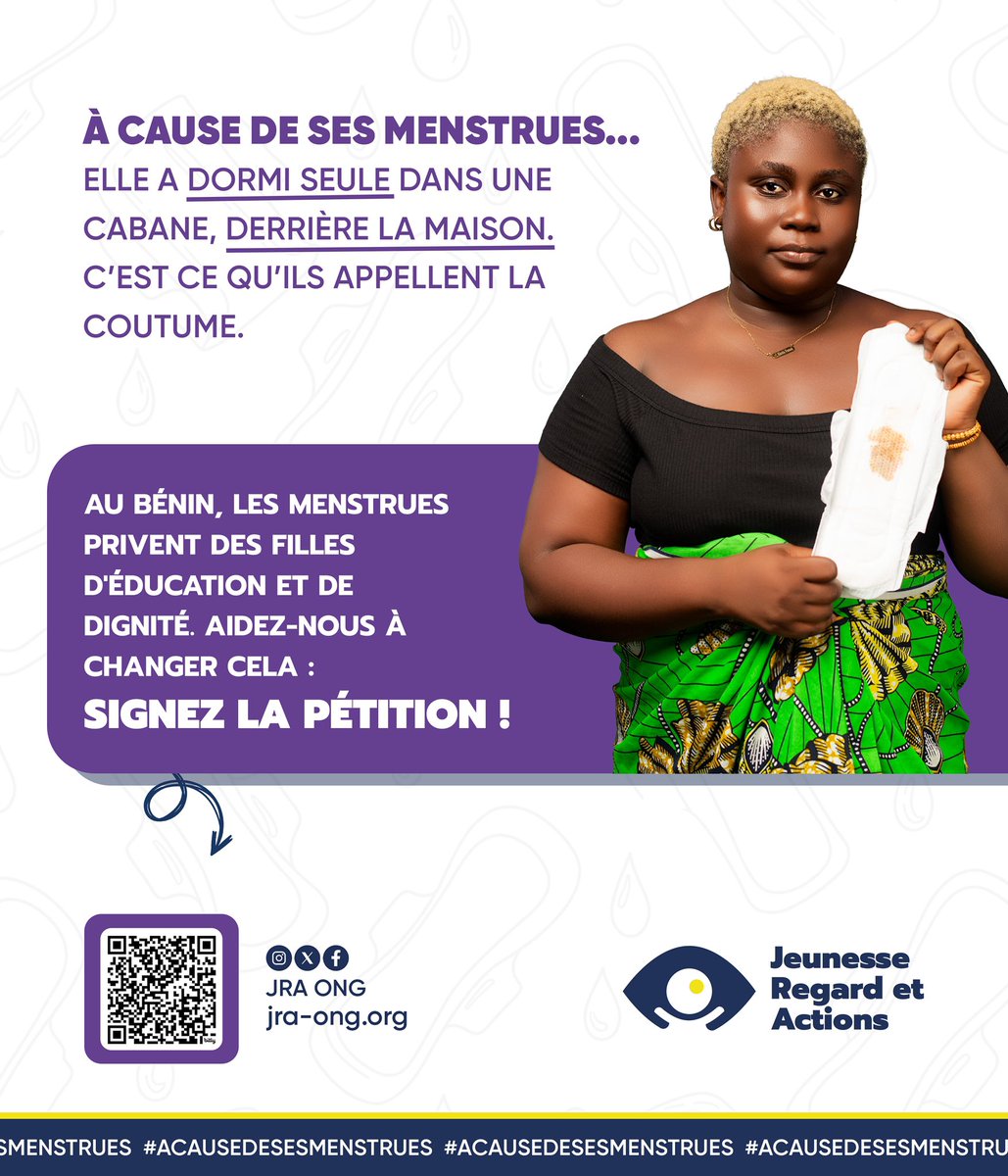 ONG_JRA's tweet image. Imposer à une femme l’isolement pendant ses règles sous prétexte de coutume, c’est naturaliser la discrimination et nier sa dignité humaine.

Signez la pétition ⤵️

bit.ly/A-cause-de-nos…

Partage apprécié 🙏🏽

#icicestjra #28mai #acausedesesmenstrues #sororité