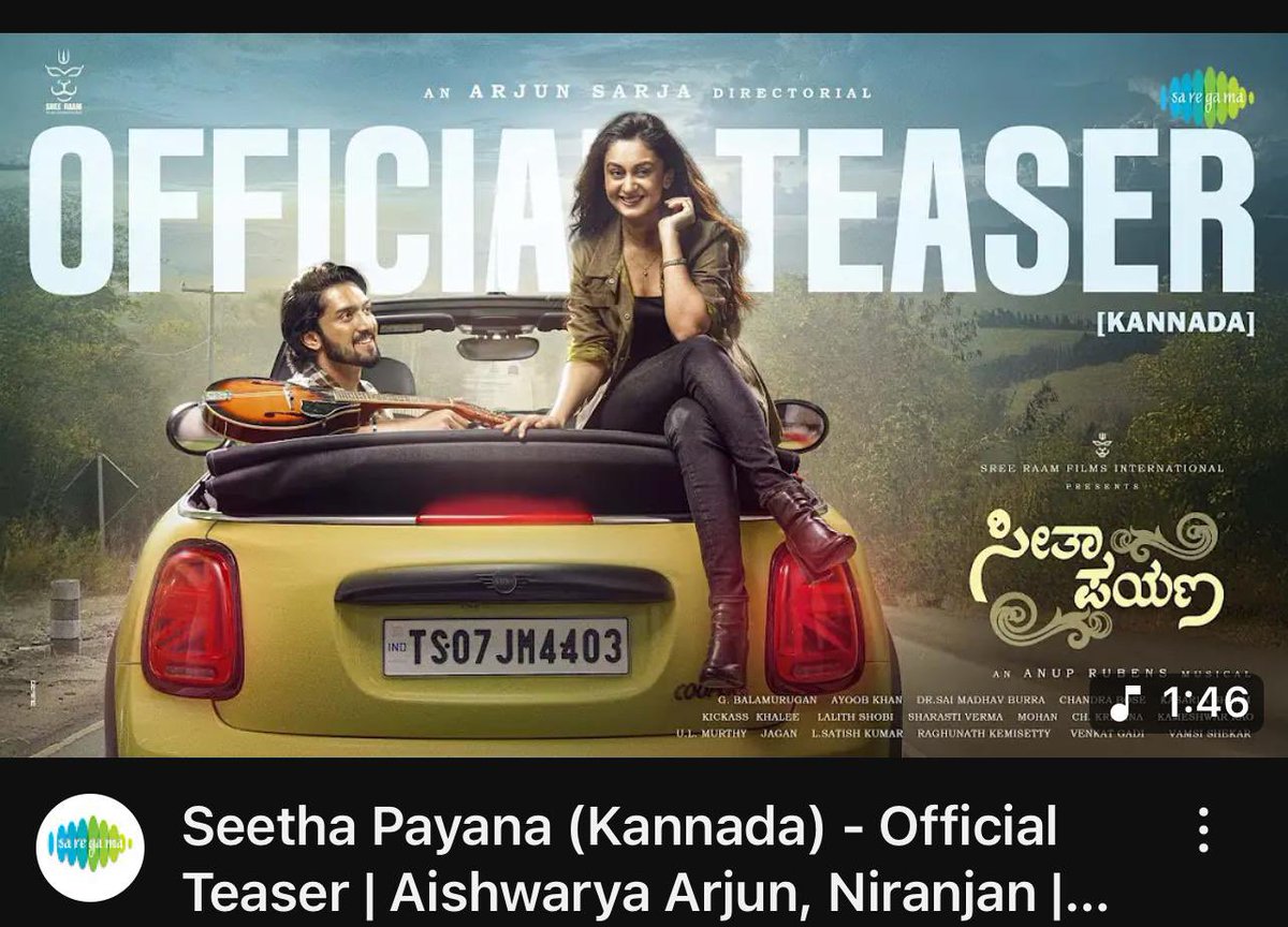 Happy to launch the Kannada teaser of #SeethaPayanam ❤️ 
A heartwarming and intriguing glimpse into a beautiful journey ✨

Wishing <a href="/akarjunofficial/">Arjun</a> sir and the entire team all the very best ❤️

Check out the #SeethaPayanamTeaser now! 
▶️ youtu.be/RzRg1lUU6W4