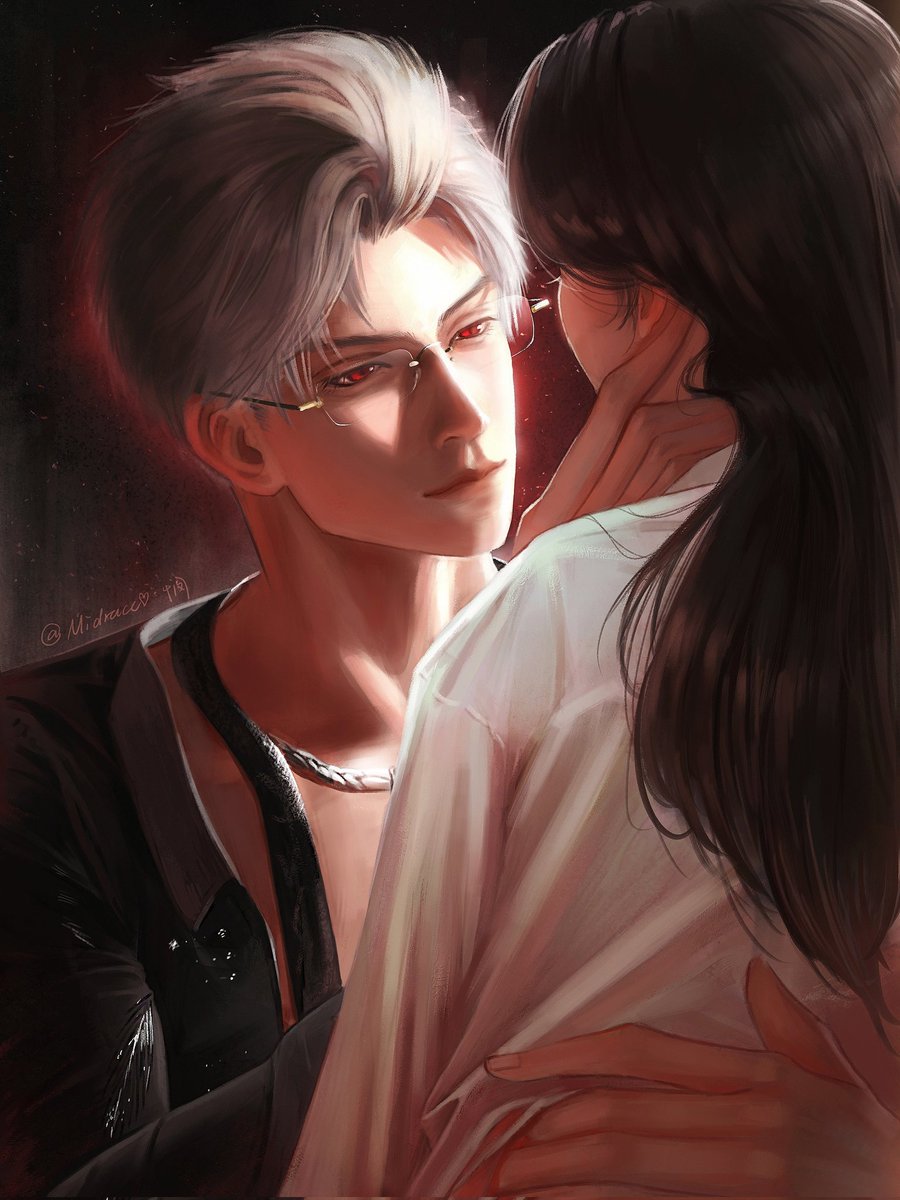 睡不着？
父秦盯着小狸花的嘴
小狸花穿着他的衬衣
坐在他腿上
叽里咕噜的不知道在说些什么
想亲

©有照片参考

#Sylus #LoveandDeespace #fanart