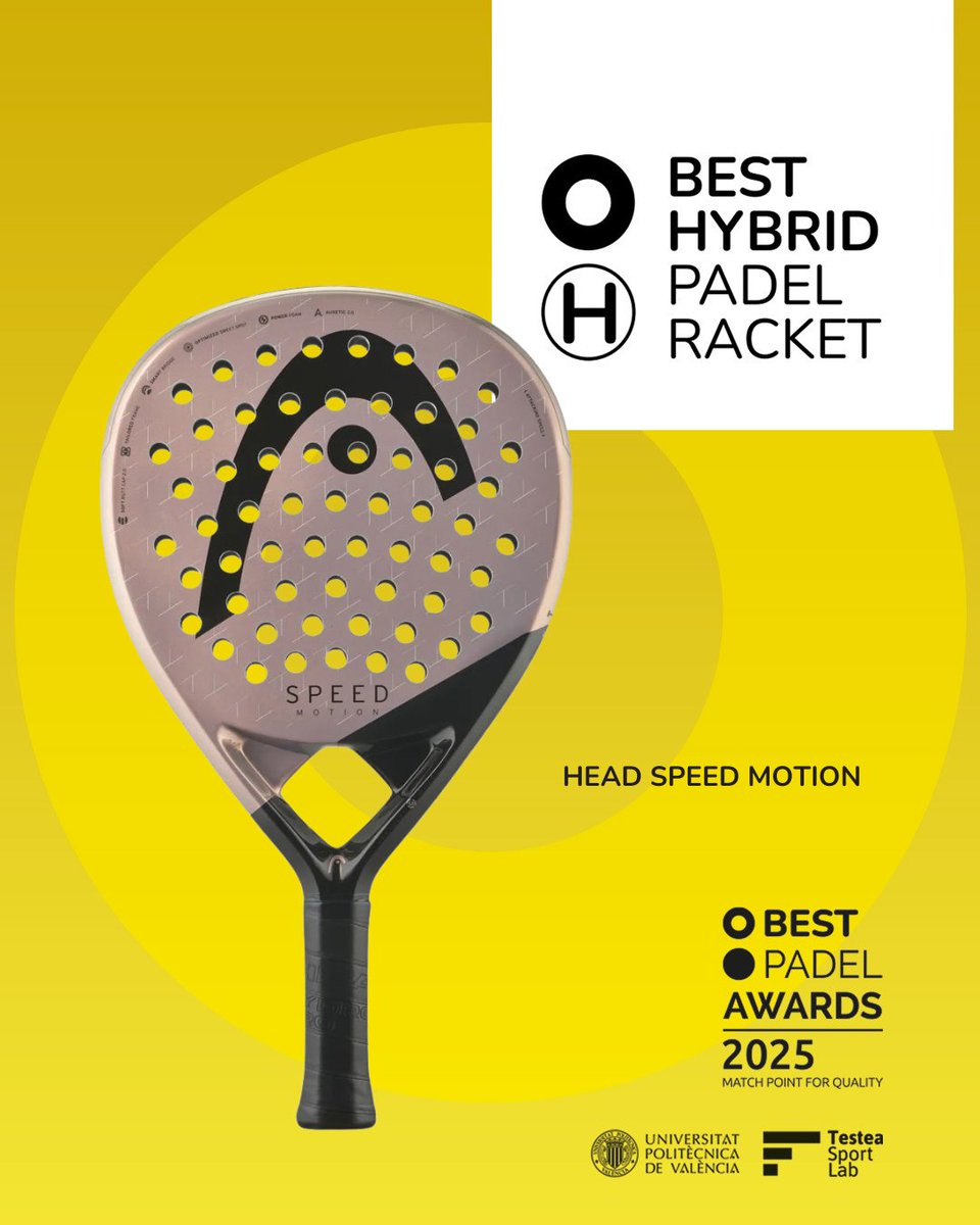 HEAD_PADEL's tweet image. WE HAVE A WINNING RACQUET 🏆 ! The Speed Motion is awarded by TESTEA as BEST HYBRID RACQUET. 

¡TENEMOS UNA PALA GANADORA 🏆 ! La Speed Motion recibe el premio de TESTEA a MEJOR PALA HÍBRIDA . 

#HEADPadel l #BestPadelAwards l #HEADSpeedMotion