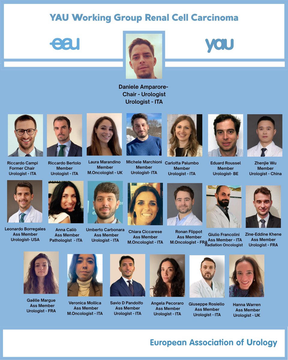 EAU-YAU Renal Cancer Working Group (@eauyau_renalca) on Twitter photo Meet the team!
<a href="/danieleamparore/">Daniele Amparore</a> <a href="/Ric_Campi/">Riccardo Campi</a> <a href="/RicBertolo/">๐๐๐๐๐๐ง๐๐ค ๐ฝ๐๐ง๐ฉ๐ค๐ก๐ค MD PhD</a> <a href="/Eduardrssl/">Eduard Roussel</a> <a href="/marchionimic/">Michele Marchioni</a> <a href="/CPalumbo87/">Carlotta Palumbo</a> <a href="/LauraMarandino/">Laura Marandino</a> <a href="/wuzhenjie17/">Zhenjie Wu, MD, PhD</a> <a href="/PandolfoSD/">Savio Domenico Pandolfo</a> <a href="/AngelaPecoraro3/">Angela Pecoraro</a> <a href="/Umbe_Carbonara/">Umberto Carbonara</a> <a href="/LeoBorregalesMD/">Leonardo D. Borregales, MD</a> <a href="/hannahrwarren/">Hannah Warren</a> <a href="/GiulioFrancoli1/">Giulio Francolini</a> <a href="/ciccarese_c/">Chiara Ciccarese</a> <a href="/vmollica7/">veronica mollica</a> <a href="/GaelleMargue/">Gaรซlle Margue</a> <a href="/Umbe_Carbonara/">Umberto Carbonara</a> Meet the team!
<a href="/danieleamparore/">Daniele Amparore</a> <a href="/Ric_Campi/">Riccardo Campi</a> <a href="/RicBertolo/">๐๐๐๐๐๐ง๐๐ค ๐ฝ๐๐ง๐ฉ๐ค๐ก๐ค MD PhD</a> <a href="/Eduardrssl/">Eduard Roussel</a> <a href="/marchionimic/">Michele Marchioni</a> <a href="/CPalumbo87/">Carlotta Palumbo</a> <a href="/LauraMarandino/">Laura Marandino</a> <a href="/wuzhenjie17/">Zhenjie Wu, MD, PhD</a> <a href="/PandolfoSD/">Savio Domenico Pandolfo</a> <a href="/AngelaPecoraro3/">Angela Pecoraro</a> <a href="/Umbe_Carbonara/">Umberto Carbonara</a> <a href="/LeoBorregalesMD/">Leonardo D. Borregales, MD</a> <a href="/hannahrwarren/">Hannah Warren</a> <a href="/GiulioFrancoli1/">Giulio Francolini</a> <a href="/ciccarese_c/">Chiara Ciccarese</a> <a href="/vmollica7/">veronica mollica</a> <a href="/GaelleMargue/">Gaรซlle Margue</a> <a href="/Umbe_Carbonara/">Umberto Carbonara</a>