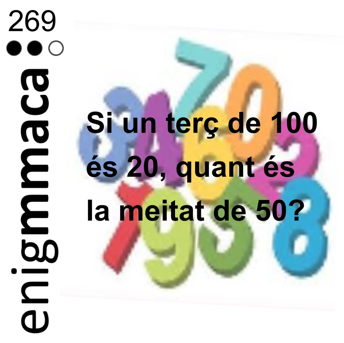 Tonifiqueu la ment i trobeu la solució de  l’ #enigmmaca d’aquesta setmana, el 5è del mes de maig 

#repte #enigma #269 #numèric #càlcul #maths