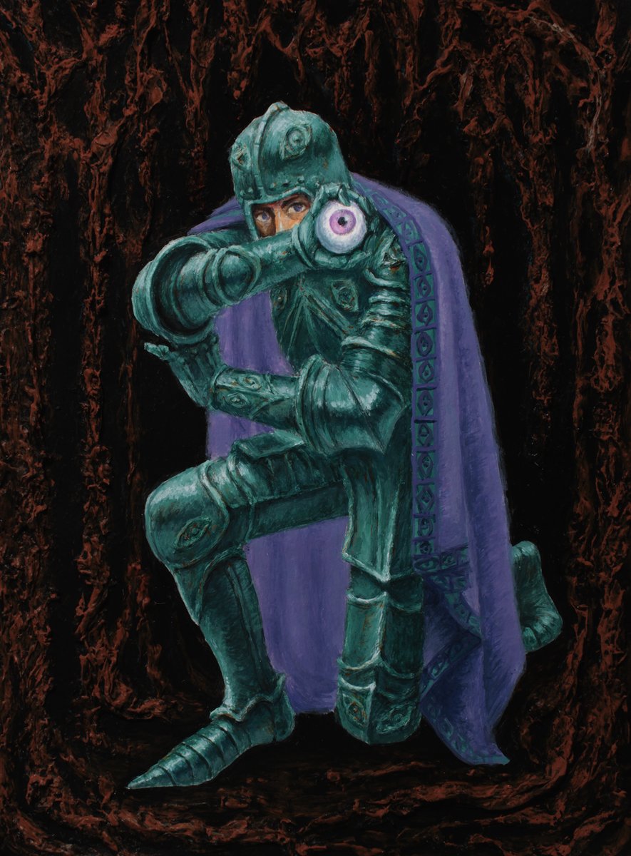 pedrogoferreira's tweet image. The Shy Pale Green Knight. (acrylic on paper)
