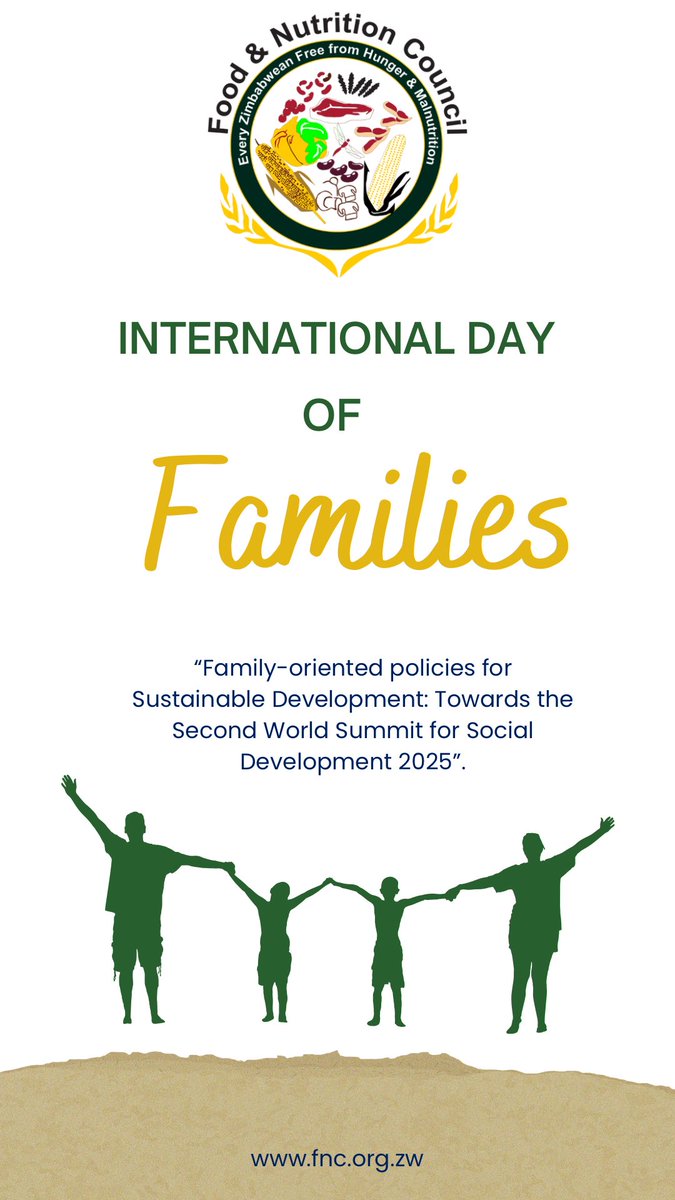 Celebrating families! The Food and Nutrition Council joins the rest of the world in commemorating  International Family Day. Zimbabwe's national launch is happening today at White City Stadium in Bulawayo!