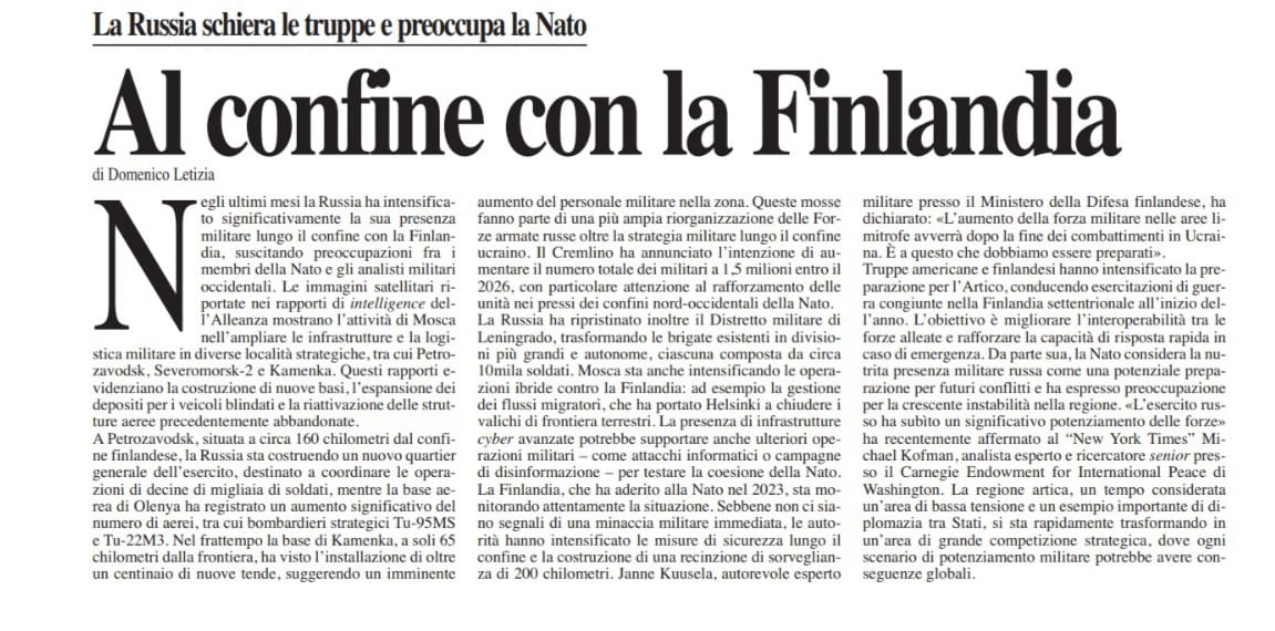 Domenico Letizia (@letiziado) on Twitter photo Al confine con la #Finlandia
On <a href="/LaRagione_eu/">La Ragione</a>
<a href="/DavideGiac/">Davide Giacalone</a> <a href="/fulviogiuliani/">Fulvio Giuliani</a> <a href="/RadioRadicale/">Radio Radicale</a> <a href="/OArtico/">Osservatorio Artico</a> <a href="/ArcticCouncil/">Arctic Council</a> <a href="/StefanoFeltri/">Stefano Feltri</a> <a href="/FinlandinItaly/">Finland in Italy</a> <a href="/ItalyinFIN/">Italy in Finland</a> <a href="/thisisFINLAND/">thisisFINLAND</a> <a href="/NATO/">NATO</a> <a href="/ItalyatNATO/">Italy at NATO</a> <a href="/JFC_Naples/">NATO JFC Naples</a> <a href="/GiulioTerzi/">Giulio Terzi</a> <a href="/agenzia_nova/">Agenzia Nova</a> <a href="/FinlandinEU/">Finland in EU</a> <a href="/Europarl_IT/">Parlamento europeo</a> <a href="/EU_Commission/">European Commission</a> <a href="/EIEAD_/">EIEAD</a> Al confine con la #Finlandia
On <a href="/LaRagione_eu/">La Ragione</a>
<a href="/DavideGiac/">Davide Giacalone</a> <a href="/fulviogiuliani/">Fulvio Giuliani</a> <a href="/RadioRadicale/">Radio Radicale</a> <a href="/OArtico/">Osservatorio Artico</a> <a href="/ArcticCouncil/">Arctic Council</a> <a href="/StefanoFeltri/">Stefano Feltri</a> <a href="/FinlandinItaly/">Finland in Italy</a> <a href="/ItalyinFIN/">Italy in Finland</a> <a href="/thisisFINLAND/">thisisFINLAND</a> <a href="/NATO/">NATO</a> <a href="/ItalyatNATO/">Italy at NATO</a> <a href="/JFC_Naples/">NATO JFC Naples</a> <a href="/GiulioTerzi/">Giulio Terzi</a> <a href="/agenzia_nova/">Agenzia Nova</a> <a href="/FinlandinEU/">Finland in EU</a> <a href="/Europarl_IT/">Parlamento europeo</a> <a href="/EU_Commission/">European Commission</a> <a href="/EIEAD_/">EIEAD</a>