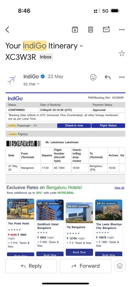 Rama09846822's tweet photo. @IndiGo6E Extremely disappointed with @IndiGo6E. A delay in your domestic flight caused my brother to miss his international connection. No proper support, no accountability. We had to rebook at our own cost. This is unacceptable. #IndiGo #FlightDelay #CustomerServiceFail https://t.co/pEZwAVY9iW