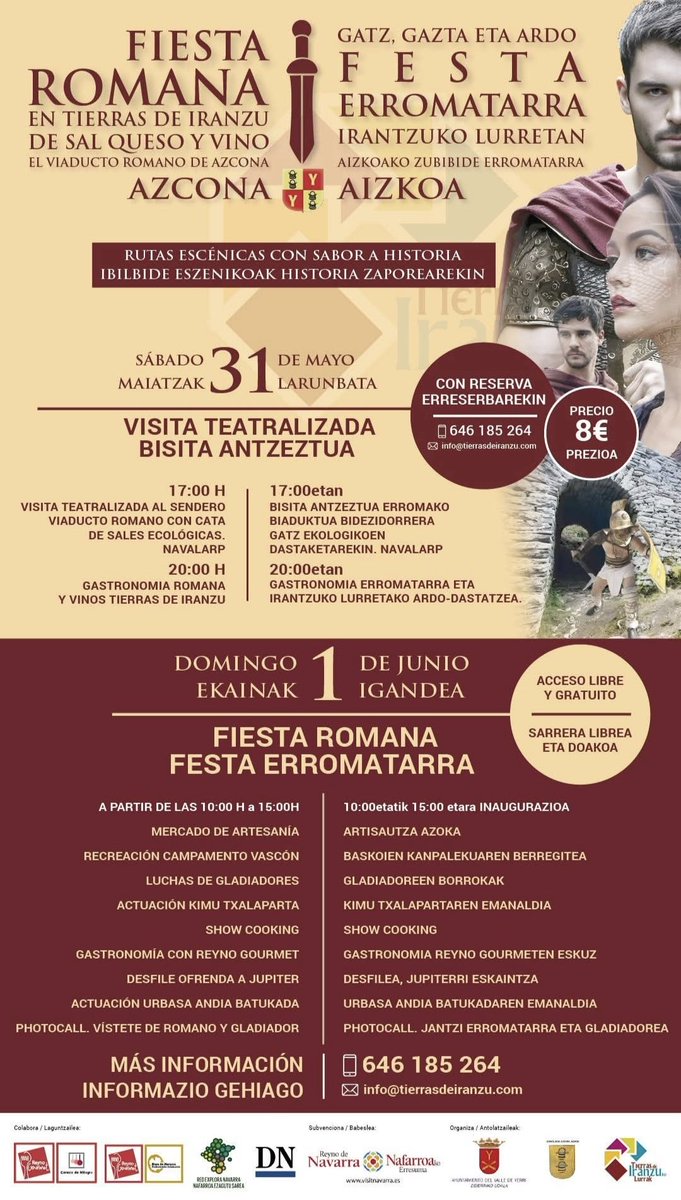 quehaceryadondeir (@qhaceryadondeir) on Twitter photo Fiesta Romana en #Azcona el 31 de mayo y 1 de junio.
🔱⚔️🔱⚔️
#fiestaromana
#mercadoartesania #luchagladiadores
#KimuTxalaparta
<a href="/Reyno_Gourmet/">Reyno Gourmet</a>
<a href="/VisitNavarra/">Visit Navarra</a>
#LaMejorCerezaDeMilagro
#RedExploraNavarra
#NafarroaEzagutuSarea
#ValleDeYerri
#TierrasDeIranzu Fiesta Romana en #Azcona el 31 de mayo y 1 de junio.
🔱⚔️🔱⚔️
#fiestaromana
#mercadoartesania #luchagladiadores
#KimuTxalaparta
<a href="/Reyno_Gourmet/">Reyno Gourmet</a>
<a href="/VisitNavarra/">Visit Navarra</a>
#LaMejorCerezaDeMilagro
#RedExploraNavarra
#NafarroaEzagutuSarea
#ValleDeYerri
#TierrasDeIranzu