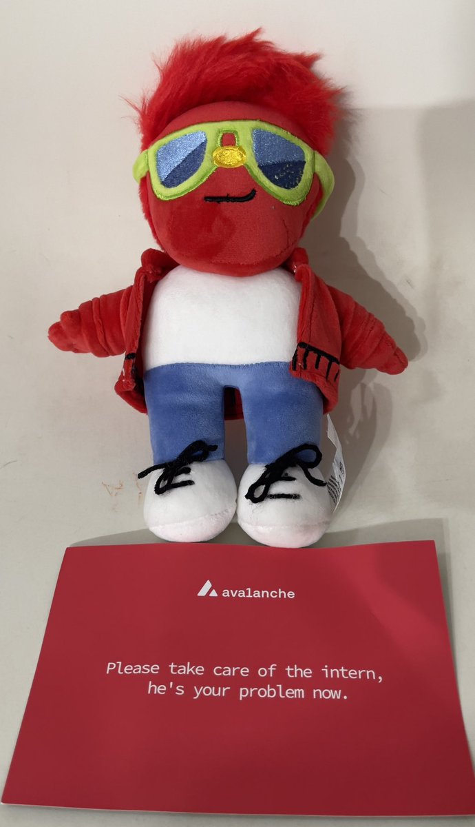 lekhcando's tweet photo. Finally got my hands on this 🔥 Avalanche intern plushie after a month of waiting! So stoked to be part of the red chain fam ❤️🚀 @avax @AvalancheFDN #AVAX #RedChain #CryptoMerch https://t.co/ogZx1RNEQG