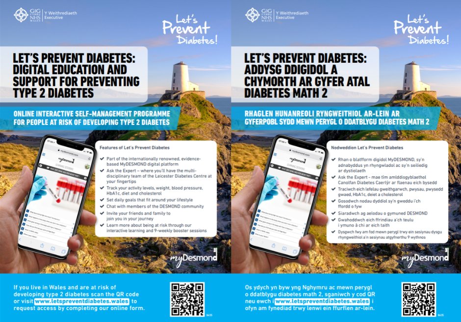 Let's Prevent Diabetes for people at risk of developing diabetes

Babysteps for women with a history of gestational diabetes.

Request access via letspreventdiabetes.wales

🧵2/2
