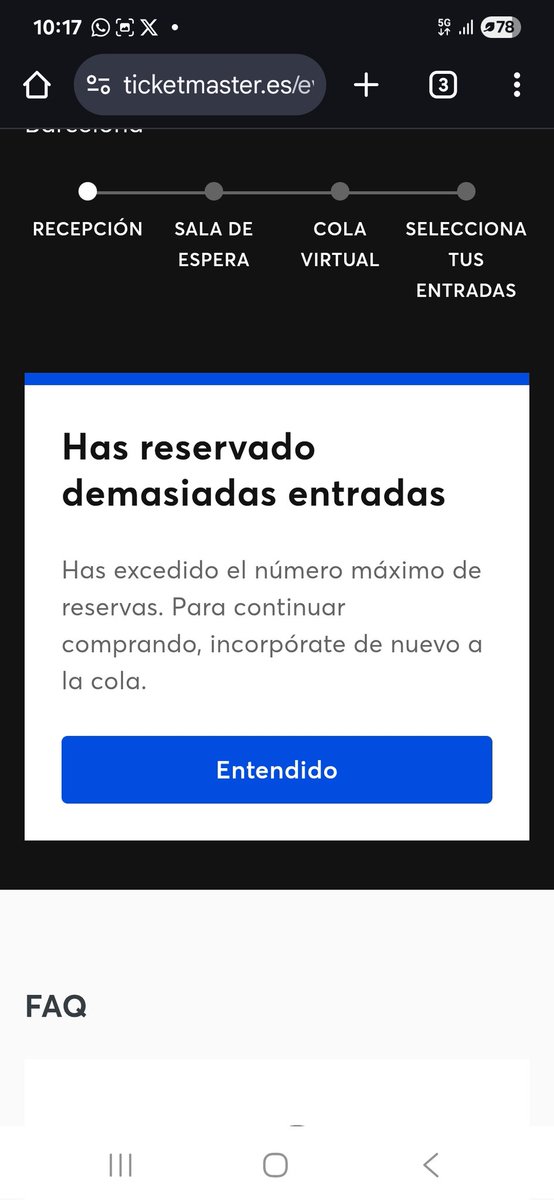 DavidPrat23's tweet photo. @TicketmasterES @EnfurecidoFlor Aquí igual toda la cola y al final me echan en el pago y a la cola de nuevo, desastroso https://t.co/3VSR8bdpbN