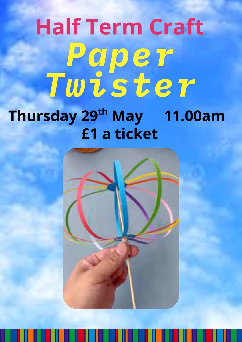 Sunbury Library (@sunburylibrary) on Twitter photo Last call for #Craft event <a href="/SunburyLibrary/">Sunbury Library</a> <a href="/SurreyLibraries/">Surrey Libraries UK</a>
Making a colourful paper Twister
All the fun starts at 11.00am
£1.00 per child
Don't be late
#LoveLibraries Last call for #Craft event <a href="/SunburyLibrary/">Sunbury Library</a> <a href="/SurreyLibraries/">Surrey Libraries UK</a>
Making a colourful paper Twister
All the fun starts at 11.00am
£1.00 per child
Don't be late
#LoveLibraries