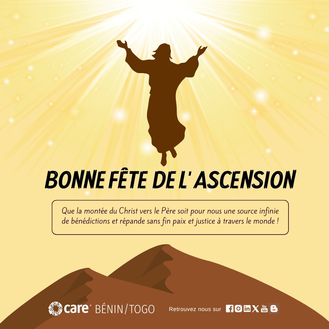🌟 Joyeuse fête de l'Ascension à toute la communauté chrétienne à travers le monde ! 🙏✨
Que cette journée soit remplie de paix, de foi et d’espérance ! 🌍💒🕊️
#Ascension #Foi #Espérance #CommunautéChrétienne