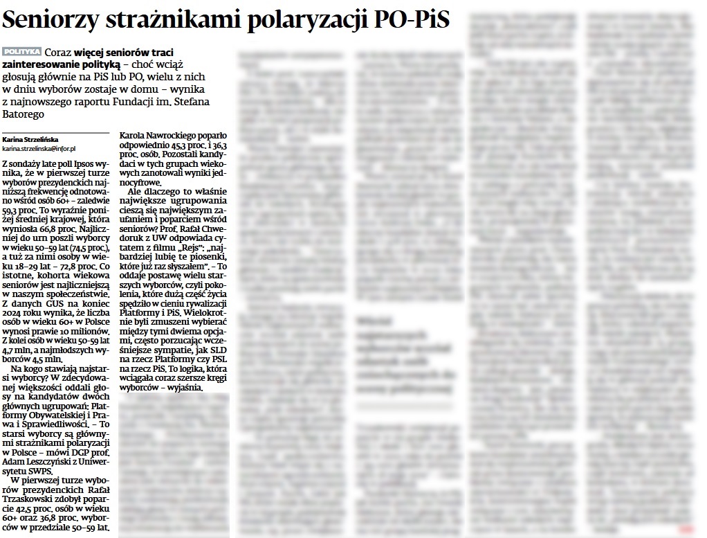 Karina Strzelińska (@k_strzelinska) on Twitter photo Seniorzy coraz częściej zostają w domu, choć to największa grupa wyborcza. Niska frekwencja, przywiązanie do dwóch partii, rosnące zmęczenie polityką.
O tym, jak głosują (albo nie głosują) najstarsi - dziś w <a href="/DGPrawna/">Dziennik Gazeta Prawna</a>. Seniorzy coraz częściej zostają w domu, choć to największa grupa wyborcza. Niska frekwencja, przywiązanie do dwóch partii, rosnące zmęczenie polityką.
O tym, jak głosują (albo nie głosują) najstarsi - dziś w <a href="/DGPrawna/">Dziennik Gazeta Prawna</a>.