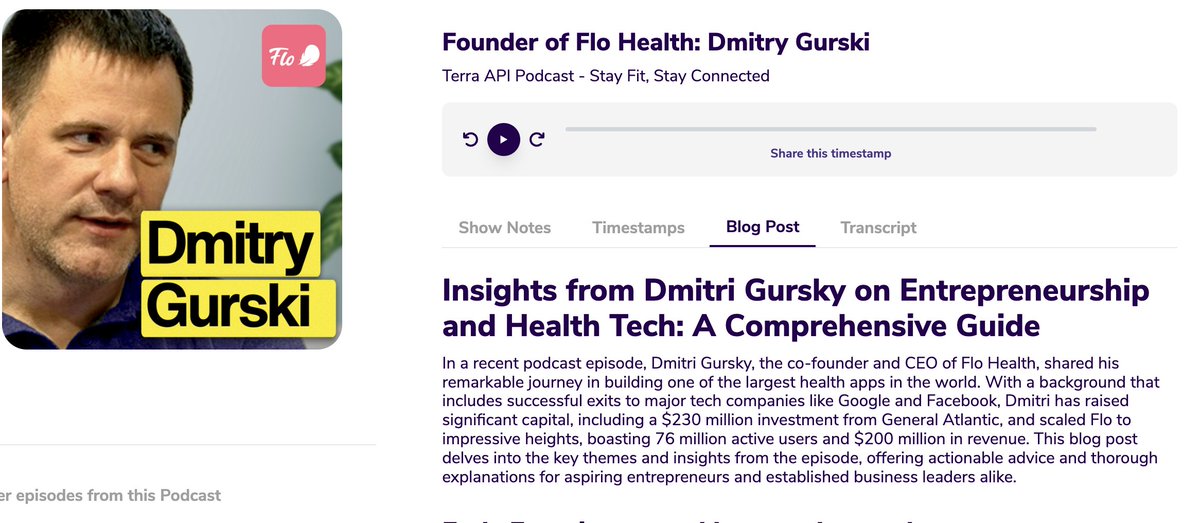 Skipped the listen, got the value. Used <a href="/podsqueeze_app/">Podsqueeze</a> to break down the <a href="/TerraAPI/">Terra API</a> podcast with Dmitry Gurski. 🔥 Boom: crisp summary + landing page.
👉 podsqueeze.com/podcasts/03mzs…