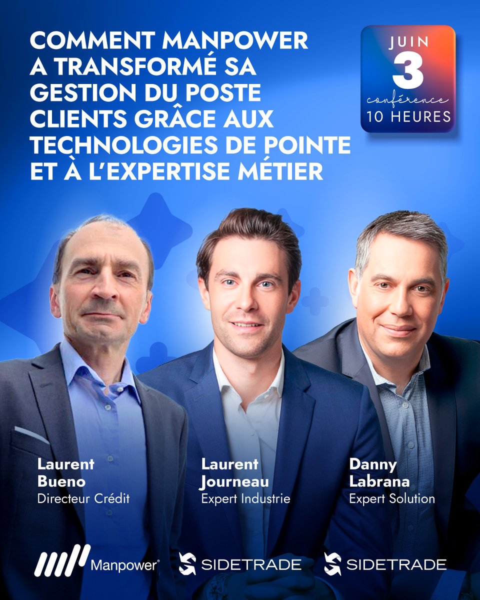 Directions financières : Trop de relances manuelles ? Trop de processus figés ? Découvrez comment <a href="/ManpowerFrance/">Manpower France</a> a transformé la collecte du cash avec l’IA d’Aimie. RDV le 3 juin à 10h avec <a href="/Sidetrade/">Sidetrade</a> 👉 bit.ly/43avr0h #CFOLeadership #IApourlEntreprise #OrdertoCash