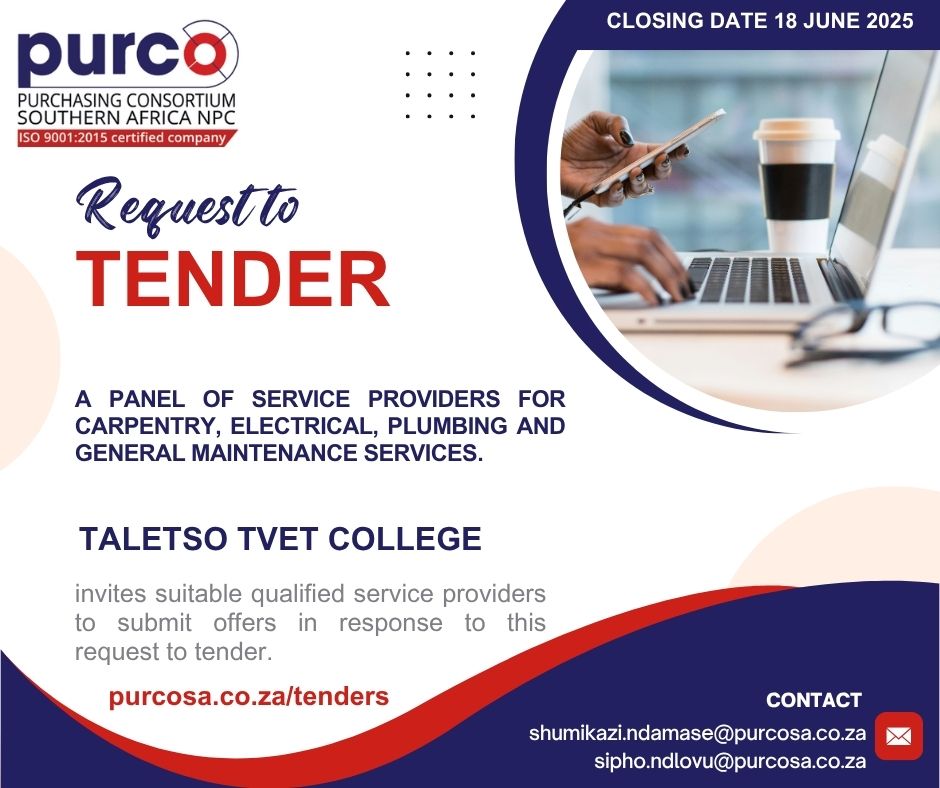 NEW TENDER ADVERT #PURCOSATenders 

Link to the tender advert: purcosa.co.za/system/files/t…

For more information, visit: purcosa.co.za/tender/15092