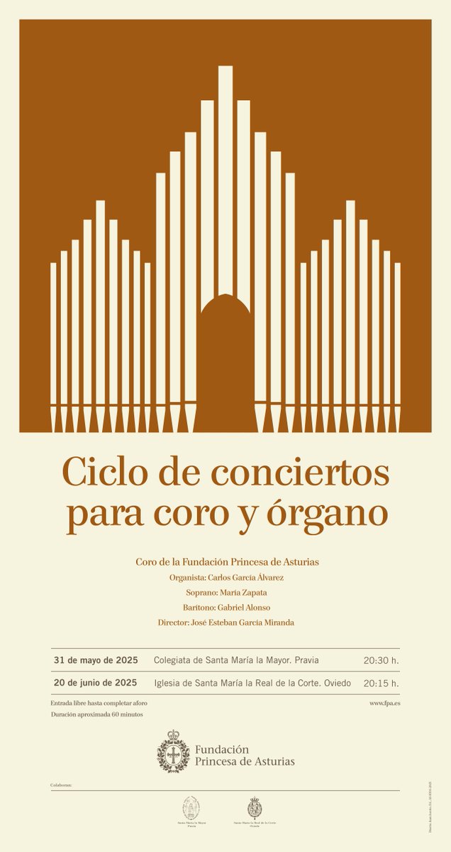 Fundación Princesa de Asturias (@fpa) on Twitter photo El Coro de la <a href="/fpa/">Fundación Princesa de Asturias</a>, bajo la dirección de su titular José Esteban García Miranda, cerrará la temporada con dos conciertos para coro y órgano en Pravia y en Oviedo.
📅 31 de mayo | 20:30 h – 📍 Pravia
📅 20 de junio | 20:15 h – 📍 Oviedo
👇 Más información: bit.ly/CicloConcierto… El Coro de la <a href="/fpa/">Fundación Princesa de Asturias</a>, bajo la dirección de su titular José Esteban García Miranda, cerrará la temporada con dos conciertos para coro y órgano en Pravia y en Oviedo.
📅 31 de mayo | 20:30 h – 📍 Pravia
📅 20 de junio | 20:15 h – 📍 Oviedo
👇 Más información: bit.ly/CicloConcierto…