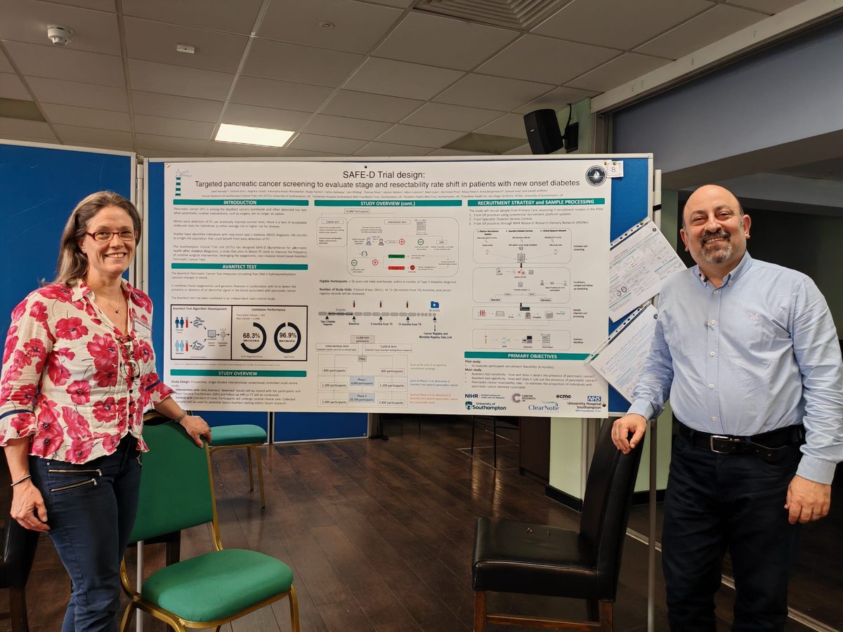 Southampton CTU (@southamptonctu) on Twitter photo Senior Trial Manager Angelica Cazaly, & Chief Investigator <a href="/zaedHamady/">Zaed Hamady</a>, recently presented the SAFE-D trial at the London Pancreas Workshop.
SAFE-D is evaluating a new diagnostic test to spot the signs of #PancreaticCancer at an early stage.
Read more - bit.ly/3A4vPTx Senior Trial Manager Angelica Cazaly, & Chief Investigator <a href="/zaedHamady/">Zaed Hamady</a>, recently presented the SAFE-D trial at the London Pancreas Workshop.
SAFE-D is evaluating a new diagnostic test to spot the signs of #PancreaticCancer at an early stage.
Read more - bit.ly/3A4vPTx
