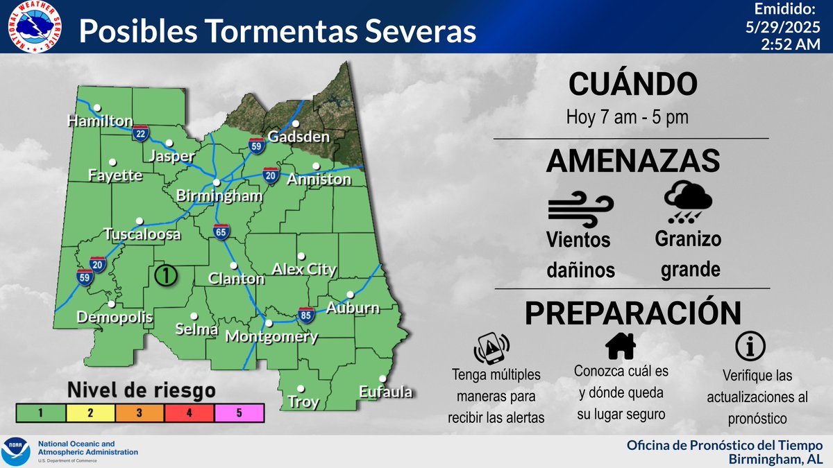 The forecast calls for more of the same today with periods of showers/storms. There's a small chance of a few strong to severe storms capable of producing damaging wind gusts and large hail up to quarter size. We've got to make it to the weekend to get some dry weather. #alwx