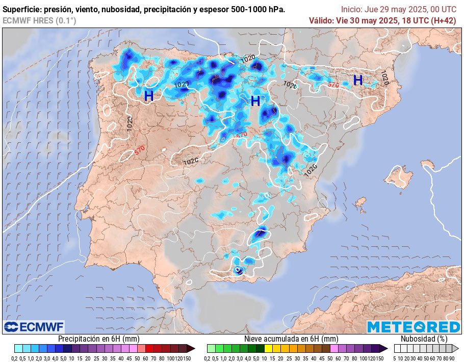 ⚠️⛈️ Mañana Viernes 30 además del #calor, el paso de una onda corta en altura será capaz de generar núcleos convectivos que pueden dejar #tormentas localmente fuertes en donde las rachas de #viento serán intensas ( riesgo de #reventones). No se descarta #granizo. #FMA