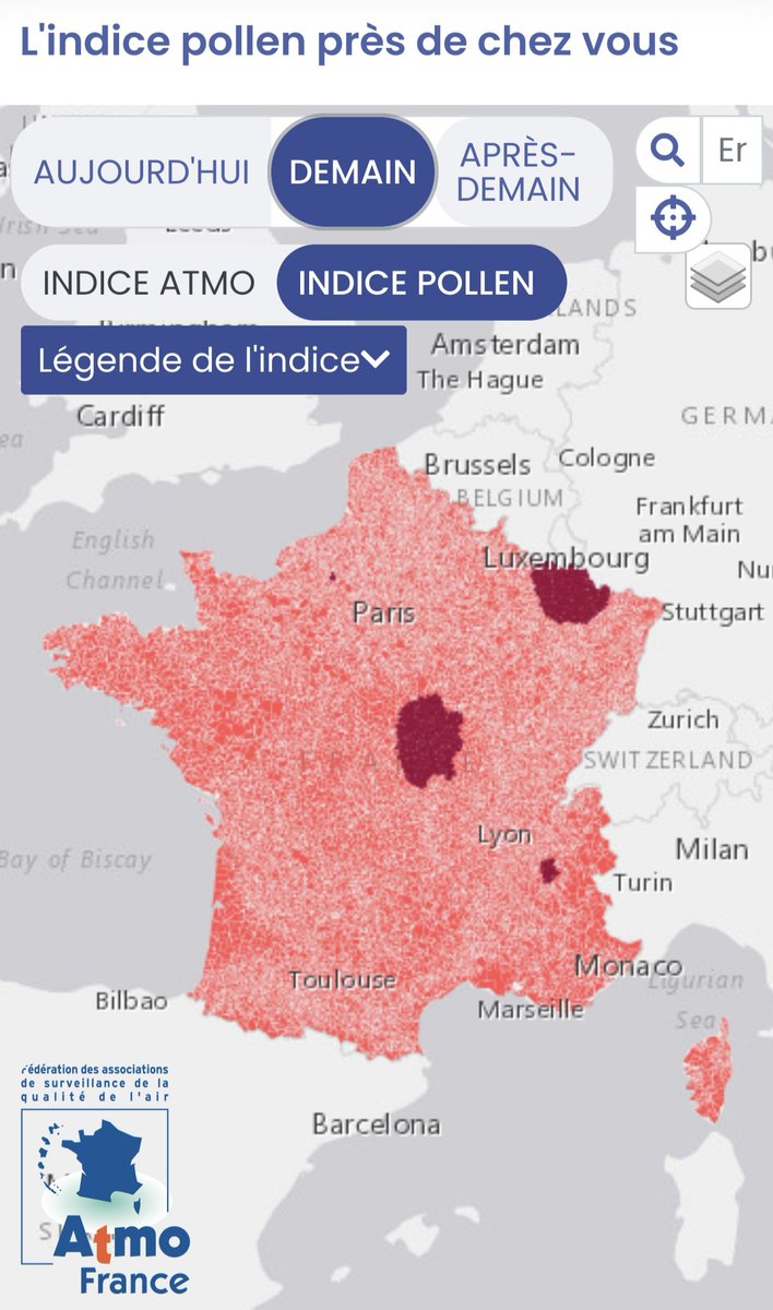 ClementGaill's tweet image. Bon courage à tous les allergiques de France, ces prochains jours vont être compliqués avec un indice #pollen élevé à très élevé sur l&apos;ensemble de l&apos;Hexagone !