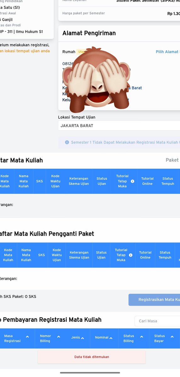 guys mau tanya ini kenapa yaa dari kemarin mau registrasi matkul gak bisa muncul mata kuliahnya..