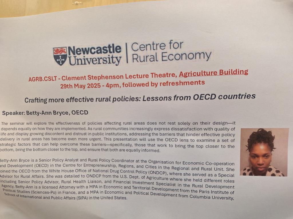 Sally Shortall (@sally_shortall) on Twitter photo The Centre for Rural Policy is delighted to host Betty-Ann Bryce from the OECD who will give our seminar this afternoon on crafting Rural Policy <a href="/GRASSCEILING_EU/">GRASS CEILING Project</a> <a href="/SciencesNCL/">Sciences at Newcastle</a> <a href="/Sage_NCL/">Faculty of Science, Agriculture & Engineering</a> @oecdrural The Centre for Rural Policy is delighted to host Betty-Ann Bryce from the OECD who will give our seminar this afternoon on crafting Rural Policy <a href="/GRASSCEILING_EU/">GRASS CEILING Project</a> <a href="/SciencesNCL/">Sciences at Newcastle</a> <a href="/Sage_NCL/">Faculty of Science, Agriculture & Engineering</a> @oecdrural