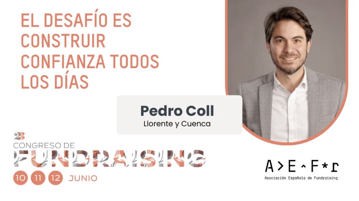 AEFundraising's tweet photo. 🗣️ "El desafío es construir confianza todos los días”
@pedrocoll_ es director de Comunicación de Crisis en @LLYC_Global y participará en el #XXIIICongresoFundraising con la sesión “Comunicación de Crisis, del caos a la antifragilidad”
#BlogAEFR 📝 https://t.co/2wD0YViWeh https://t.co/ON9vOoDdkG