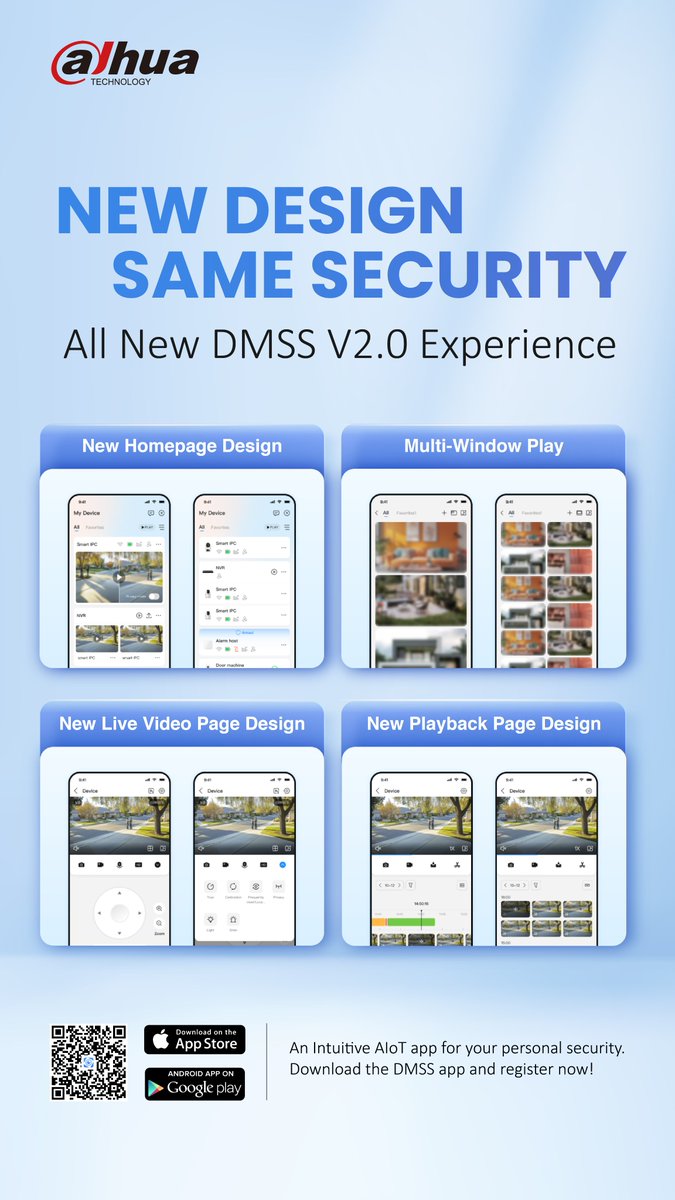 DahuaHQ's tweet photo. NEW DESIGN, SAME SECURITY
An Intuitive AloT app for your personal security.
⬇️ Download the DMSS app and register now!
#Dahua #DMSS https://t.co/I7O9wjIn9v