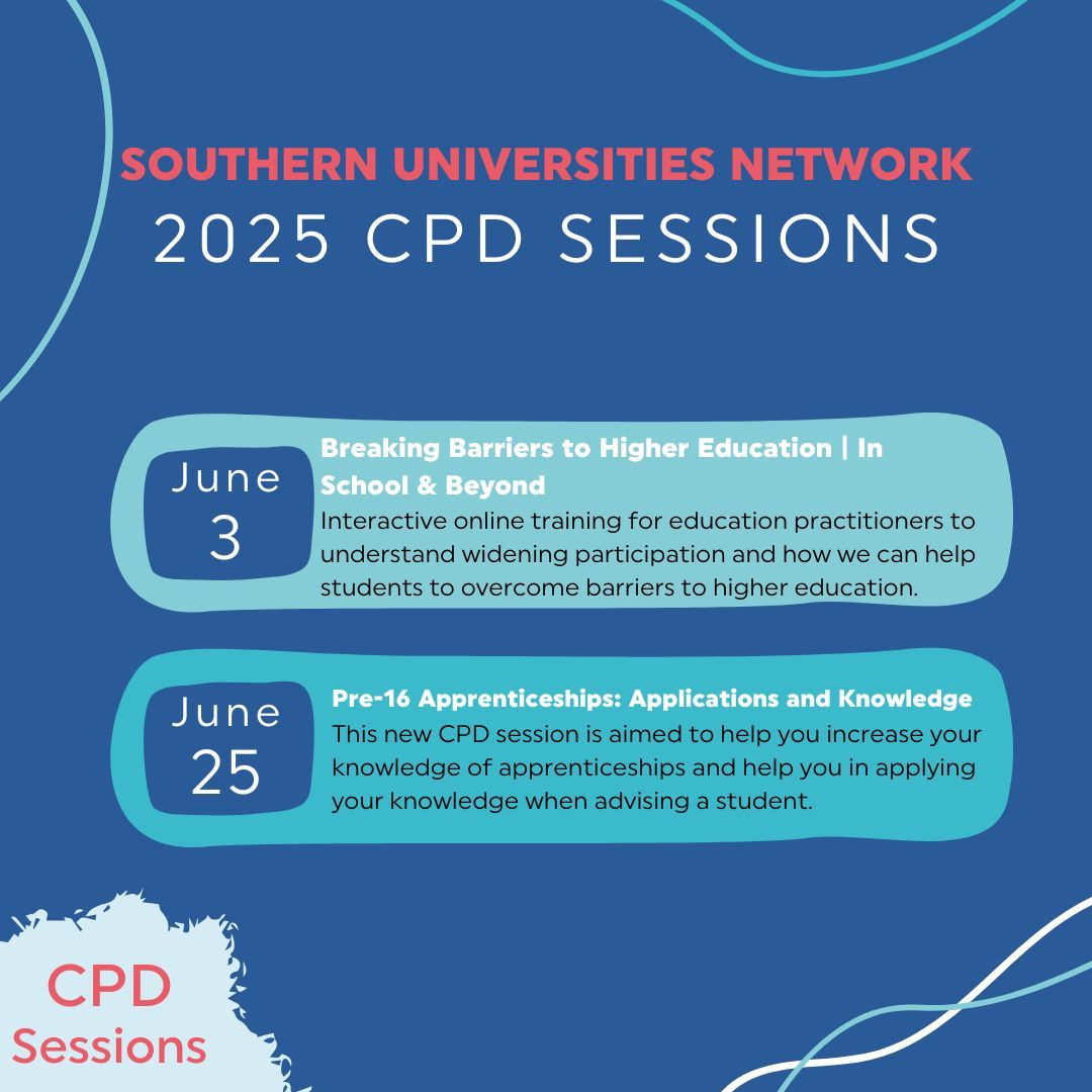 Teachers and Education Practitioners! Check out the upcoming accredited CPD sessions hosted by the Southern Universities Network. Follow the link below for more information on the individual sessions.
tr.ee/8Be1ot6Y53
#CPD #education #nextsteps