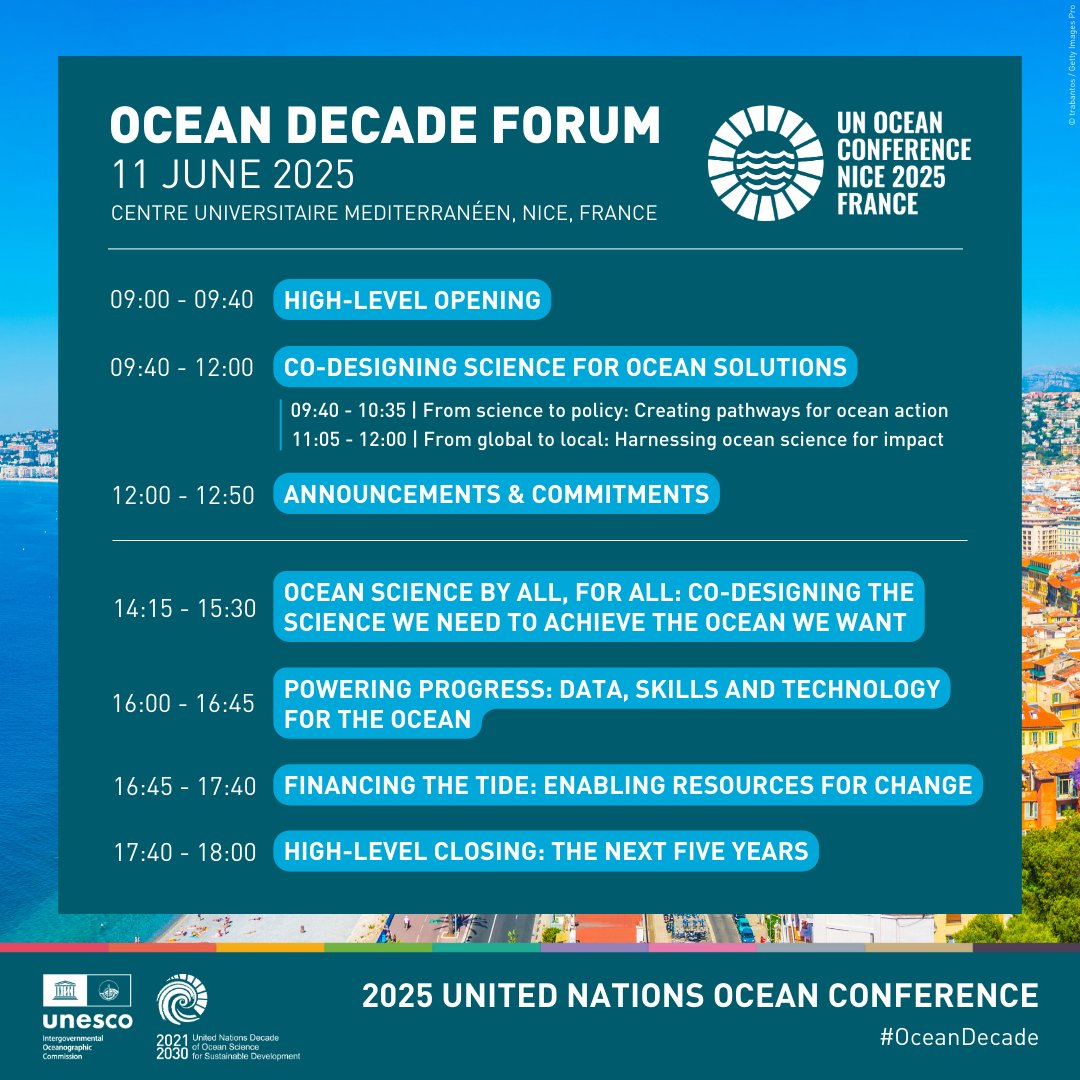 UN Ocean Decade (@unoceandecade) on Twitter photo On 11 June, the #OceanDecade Forum will gather the #OceanScience community to showcase co-designed science as a driver of ocean solutions.
👉Programme & speakers: ow.ly/ZkUQ50VZeKO
Registrations for in-person attendance are closed, but the Forum will be livestreamed. On 11 June, the #OceanDecade Forum will gather the #OceanScience community to showcase co-designed science as a driver of ocean solutions.
👉Programme & speakers: ow.ly/ZkUQ50VZeKO
Registrations for in-person attendance are closed, but the Forum will be livestreamed.