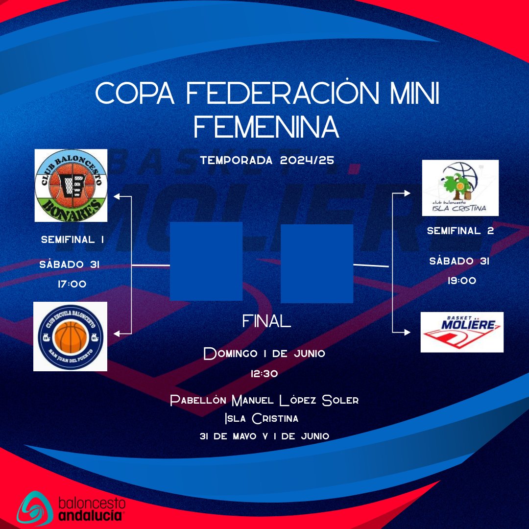 Este fin de semana es el turno de nuestro equipo MINI FEMENINO. 

FASE FINAL COPA FEDERACIÓN 
🗓️ 31 de mayo y 1 de junio
📍 Pabellón Manuel López Soler, Isla Cristina

🍀 ¡Mucha suerte a todas!