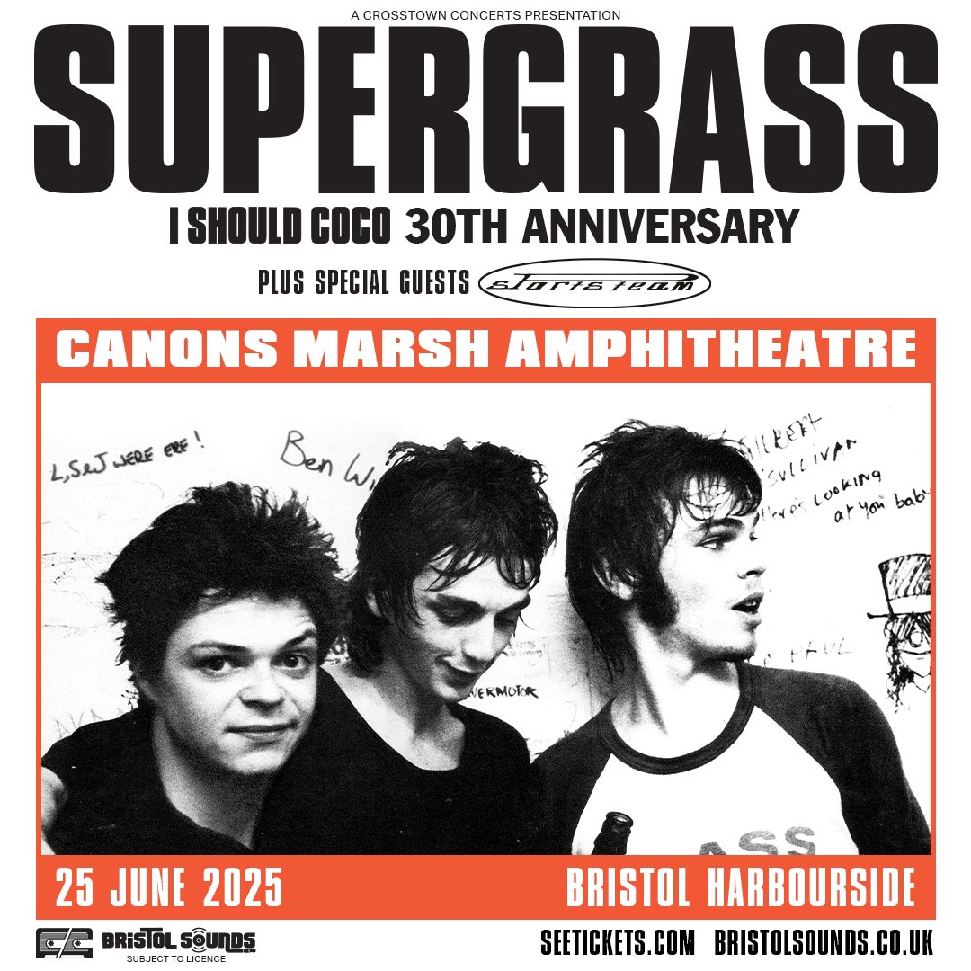 Supergrass (@supergrasshq) on Twitter photo Bristol! We cannot wait to play the Canons Marsh Amphitheatre this June, and we're thrilled to share we're bringing <a href="/SportsTeam_/">Sports Team</a> along with us. Tickets on sale now at bristolsounds.co.uk Bristol! We cannot wait to play the Canons Marsh Amphitheatre this June, and we're thrilled to share we're bringing <a href="/SportsTeam_/">Sports Team</a> along with us. Tickets on sale now at bristolsounds.co.uk